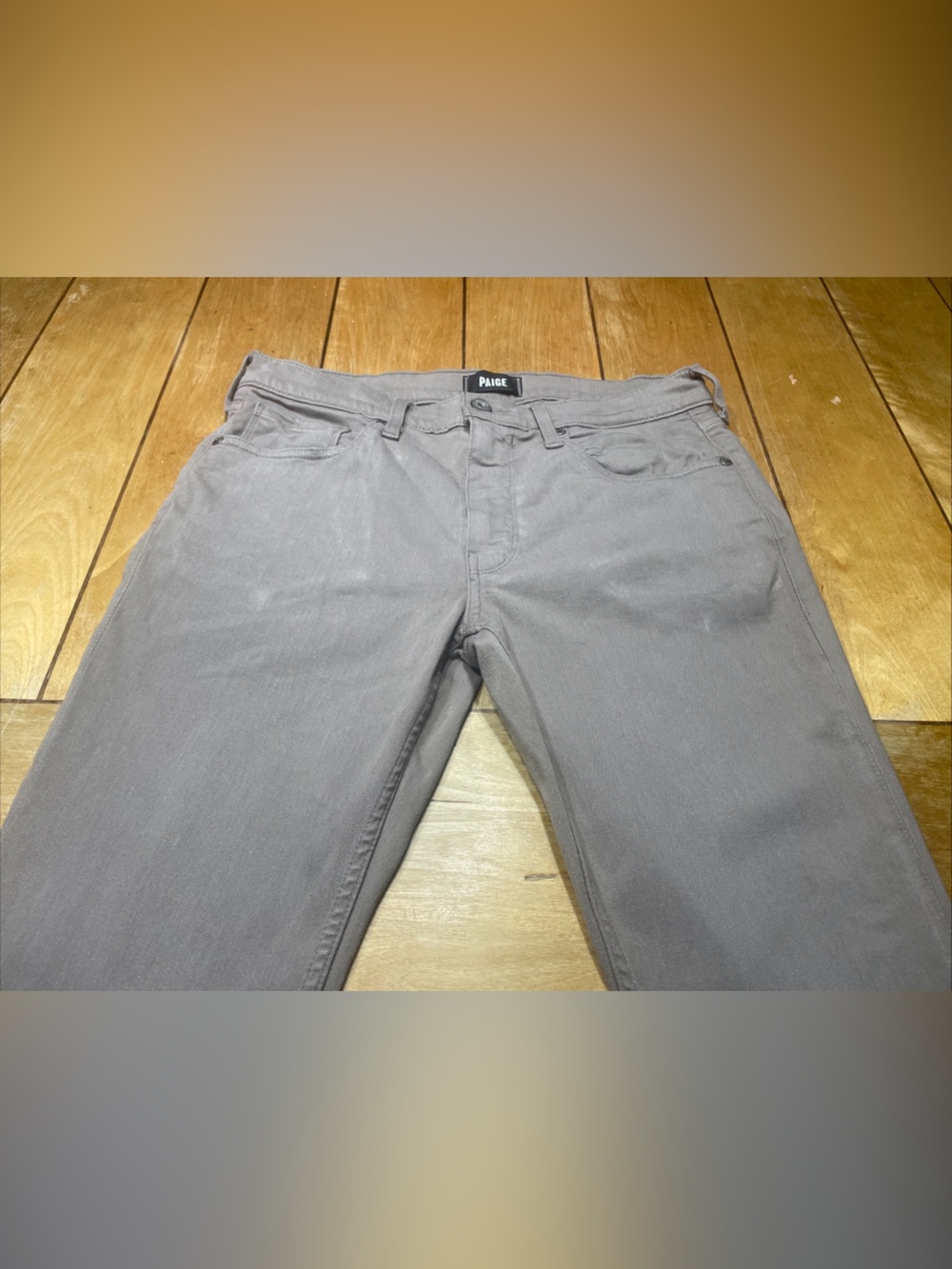 PAIGE Lennox Slim Fit Jeans Size 32x32 Color Beige Performance Stretch Denim EUC